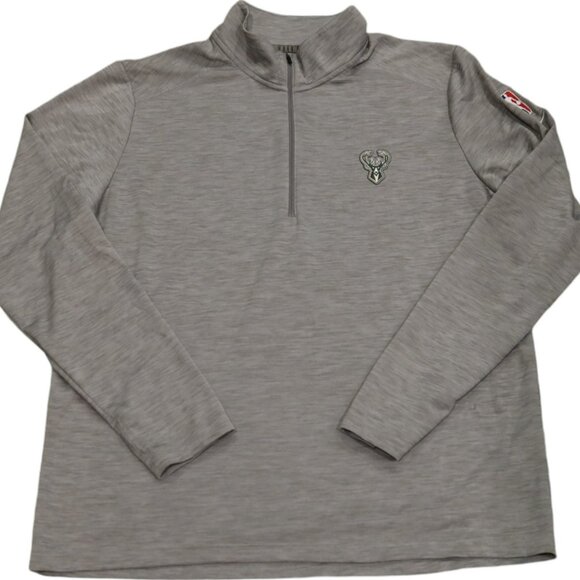 Nike Milwaukee Bucks Gray Dri Fit Pullover 1/4 Zip Basketball Sweatshirt Mens XL - Picture 1 of 8